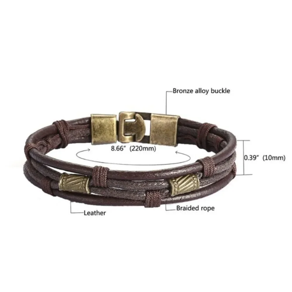 Vintage Style Leather Rope Bracelet Unisex